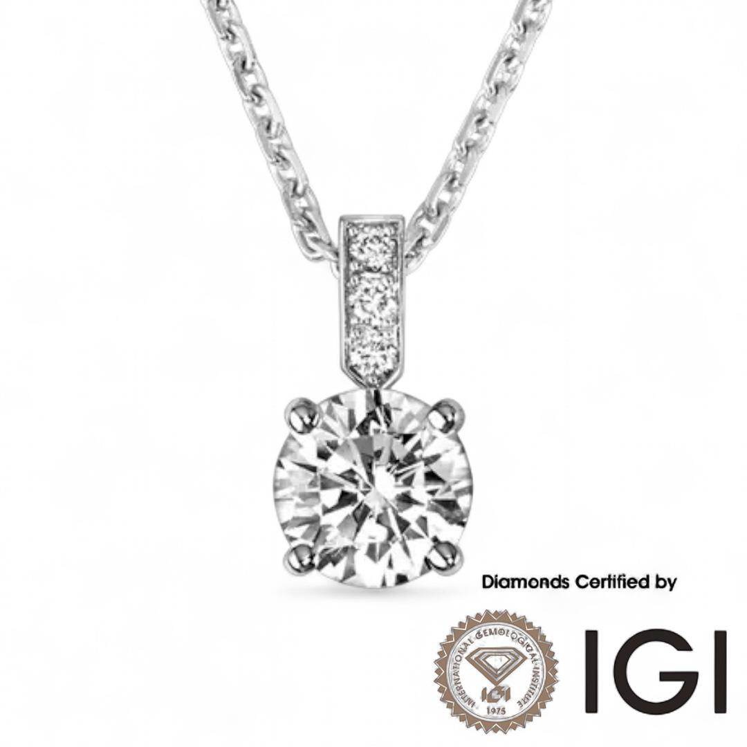 ASH032 Solitaire Lab Grown Diamond Pendant D VVS1 VVS2 3EX IGI Certified - Madison Avenue Diamond