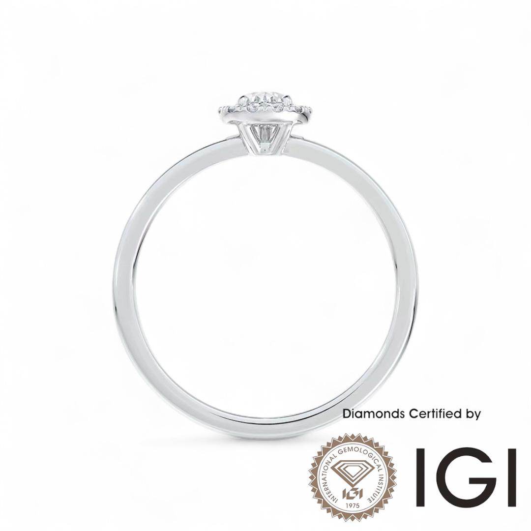 ASH040 Pear Halo Lab Grown Diamond Ring D VVS1 VVS2 2EX IGI Certified - Madison Avenue Diamond