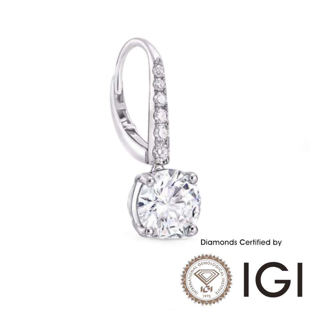 ASH042 Round Lab Grown Diamond Earring In 18K D VVS1 VVS2 3EX IGI Cert - Madison Avenue Diamond