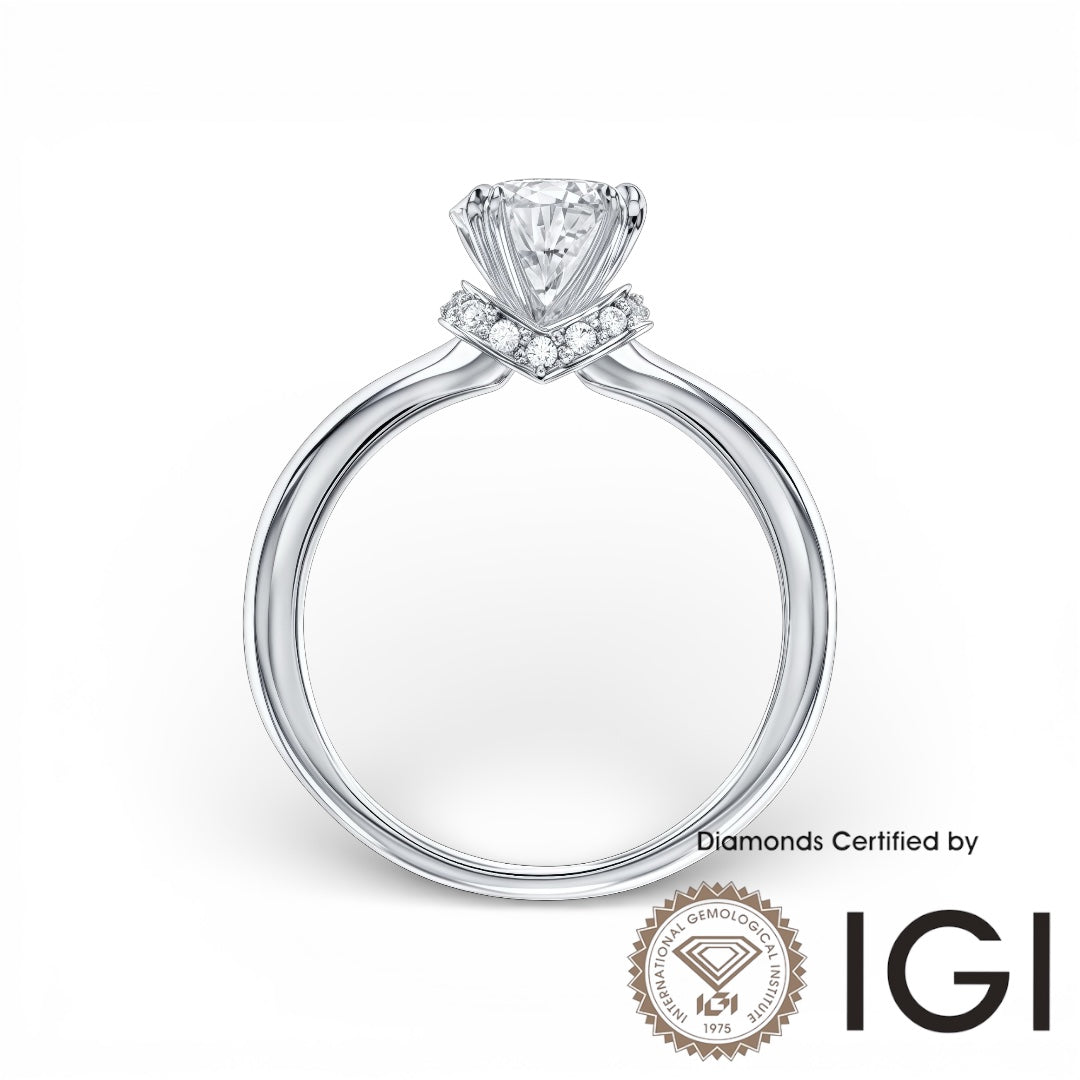 ASH074 Sidestone Lab Grown Diamond Ring 9K D VVS1 VVS2 3EX IGI Certified