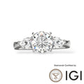 ASH078 Sidestone Lab Grown Diamond Ring 18K D VVS1 VVS2 3EX IGI Certified
