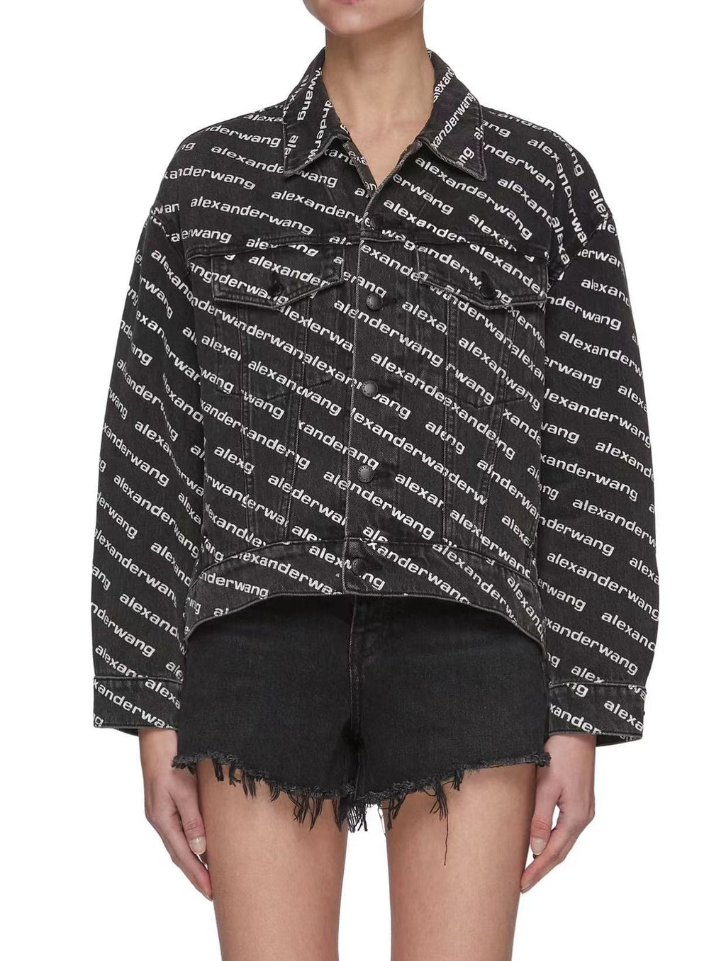 falling back logo jacket in dark denim image 1