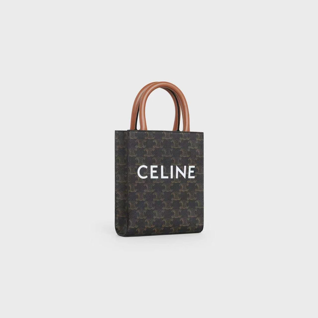 MINI VERTICAL CABAS IN TRIOMPHE CANVAS AND CALFSKIN WITH CELINE PRINT TAN image 1