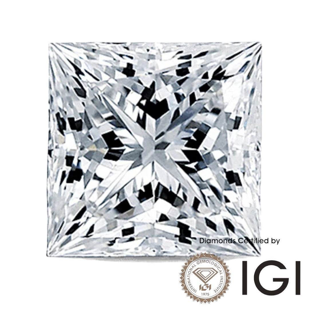 3ct Princess Shape Lab Grown Diamond D Color VVS1 VVS2 3EX IGI Certified - MadisonDia