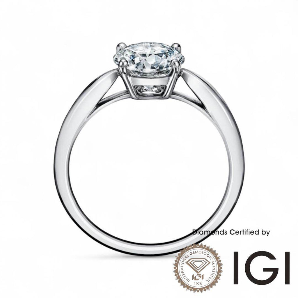 ASH014 Solitaire . Lab-Grown Diamond . Ring, D, VVS1, VVS2, 3EX, IGI Certified - Madison Avenue Diamond