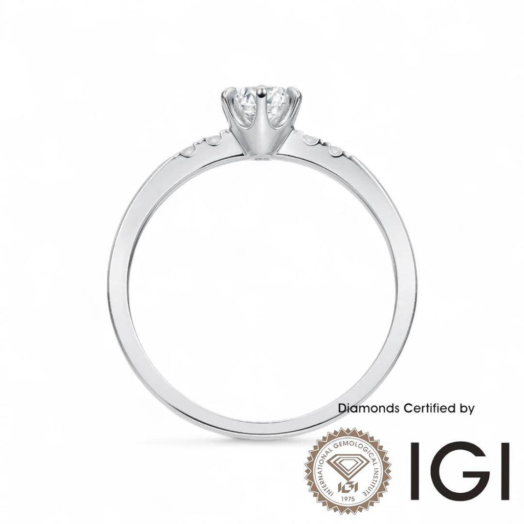 ASH046 Sidestone Lab Grown Diamond Ring D VVS1 VVS2 3EX IGI Certified - Madison Avenue Diamond