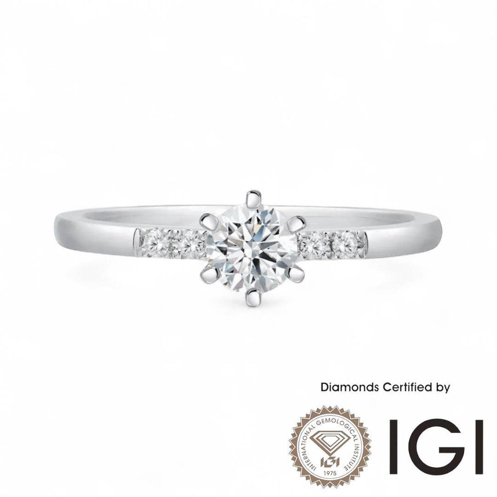 ASH046 Sidestone Lab Grown Diamond Ring D VVS1 VVS2 3EX IGI Certified - Madison Avenue Diamond
