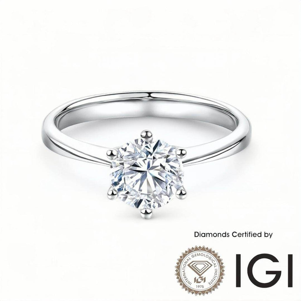 ASH015 Solitaire . Lab-Grown Diamond Ring, D, VVS1, VVS2, 3EX, IGI Certified - Madison Avenue Diamond