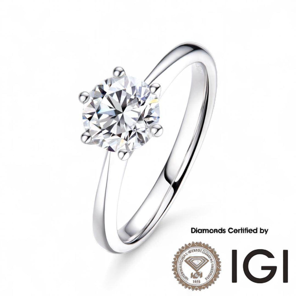 ASH015 Solitaire . Lab-Grown Diamond Ring, D, VVS1, VVS2, 3EX, IGI Certified - Madison Avenue Diamond